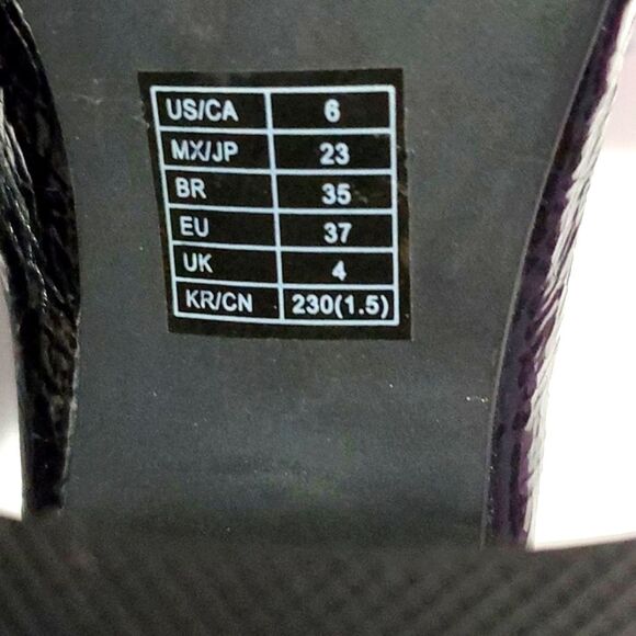 Forever 21 Retro Grunge Goth Black Faux Pebbled Patent Leather Chunky Boots 6 - Picture 12 of 12